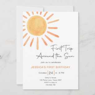 Invitation Boho Premier Voyage Autour Du Soleil 1Er Anniversa
