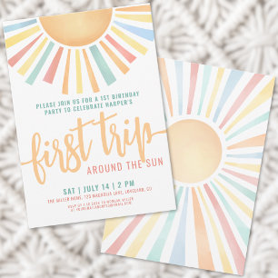 Invitation Boho Premier Voyage Autour Du Soleil 1Er Anniversa