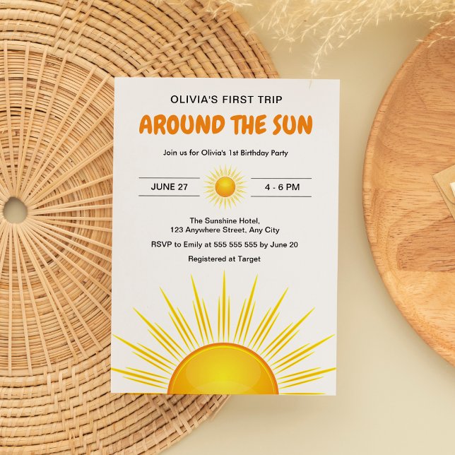 Invitation Boho Premier voyage autour du soleil 1er anniversa (Boho First Trip Around the Sun 1st Birthday Invitation )