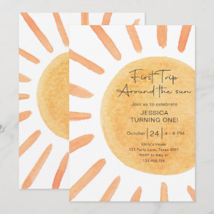 Invitation Boho Premier Voyage Autour Du Soleil 1Er Anniversa