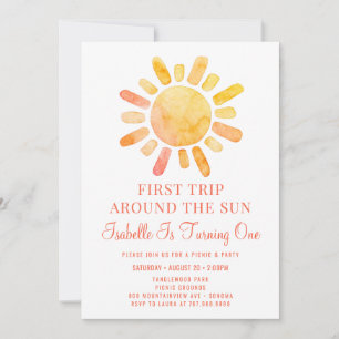 Invitation Boho Premier Voyage Autour Du Soleil Premier Anniv