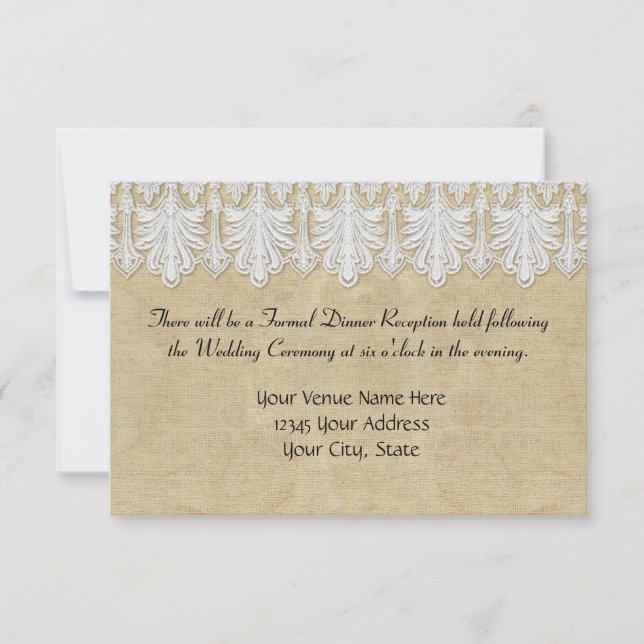 Invitation BOHO Printing Burlap n dentelle gitane Moderne Sty (Devant)