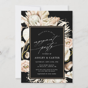 Invitation Boho Protea Pampas Grass Black Engagement Party