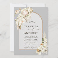 Boho Protea Pampas Grass Floral Gris Mariage