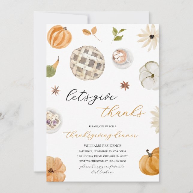 Invitation Boho Pumpkin Let's Give Thanks (Devant)