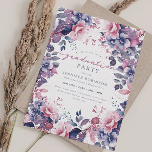 Invitation Boho Purple Jardin Botanique Floral Graduation