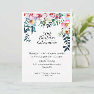 Invitation Boho Purple Peony Personnalisable 30e anniversaire
