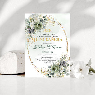 Invitation Boho Quinceañera Verdure Or 15ème Anniversaire