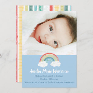 Invitation Boho Rainbow Baby shower Blue Boy