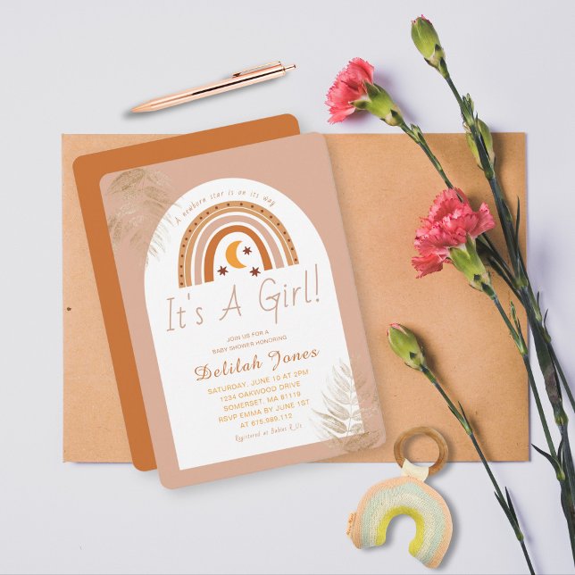 Invitation Boho Rainbow C'est un Baby shower féminin (Créateur téléchargé)