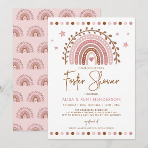 Invitation Boho Rainbow   Douche Foster en terre cuite rose a