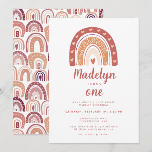Invitation Boho Rainbow Motif premier anniversaire
