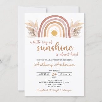 Invitation Boho Rainbow Un petit rayon de soleil Baby shower