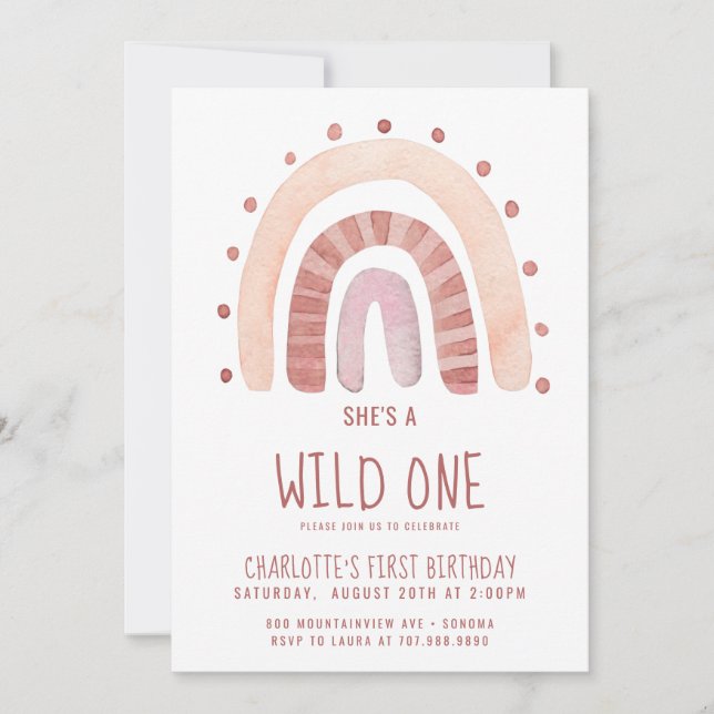 Invitation Boho Rainbow Wild Un Anniversaire (Devant)