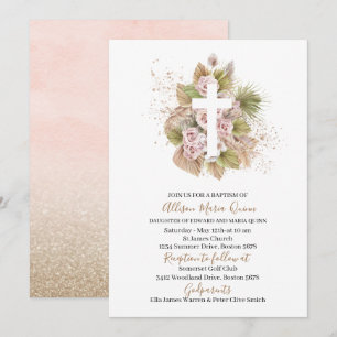 Invitation Boho Rejoignez-nous pour un baptême d'invitation