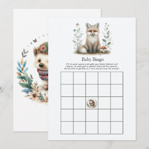 Invitation Boho Renard et Hérisson de la Forêt Bingo Baby Sho