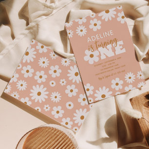 Invitation Boho Retro Daisy Un Anniversaire