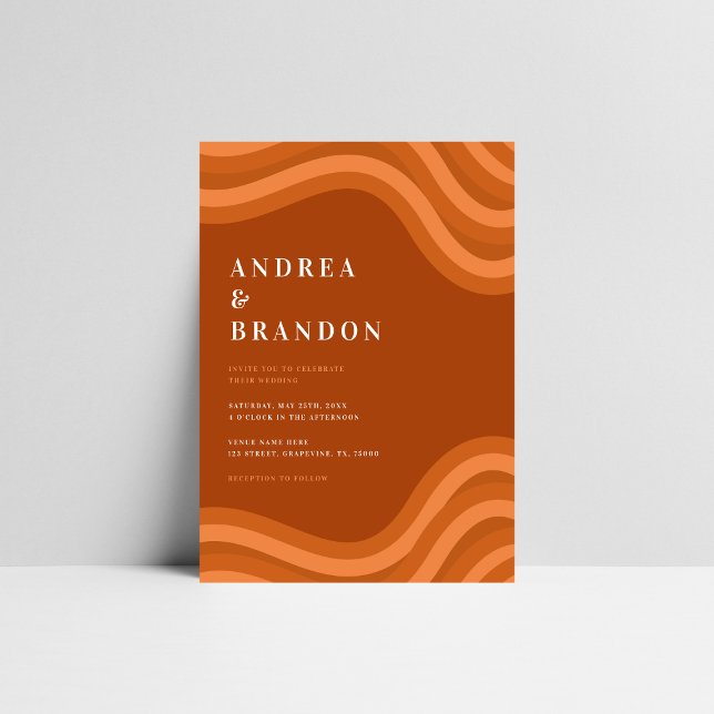 Invitation Boho Retro Rainbow QR Code RSVP tout en un Mariage (Créateur téléchargé)