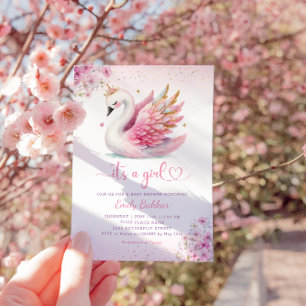 Invitation boho rose aquarelle floral c'est un baby shower fi