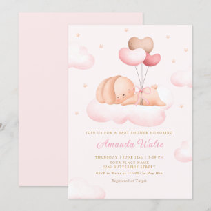 Invitation Boho rose Aquarelle mignonne Balloon Baby shower f
