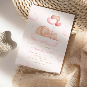 Invitation Boho rose Aquarelle mignonne Balloon Baby shower f