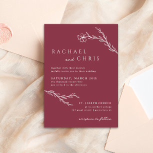 Invitation Boho rose Berry Moderne Stenciled Floral Botanique