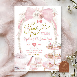 Invitation Boho Rose Bow Heure Quatre Tea Anniversaire