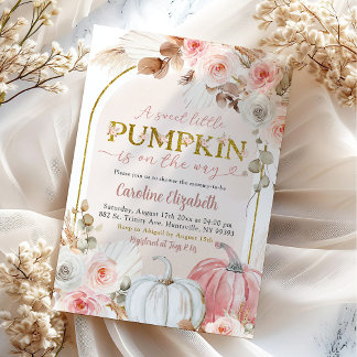 Invitation Boho rose Citrouille Automne Baby shower d'automne