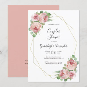 Invitation Boho rose Dusty Floral Couples géométriques Couple