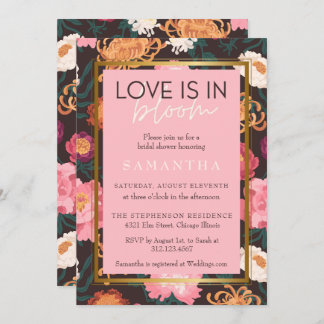 Invitation Boho rose et Brown Floral Brida Douche