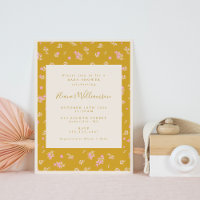 Boho rose et moutarde Jaune Baby shower floral