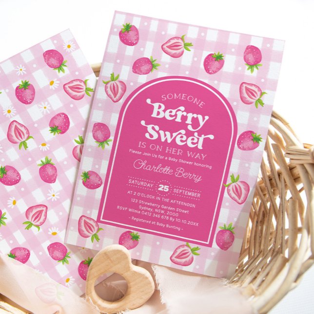 Invitation Boho rose fraise Berry Sweet Baby Girl Douche (Créateur téléchargé)
