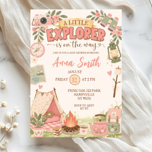 Invitation Boho Rose Little Explorer En Route Baby Shower