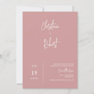 Invitation Boho rose moderne Dusty Mariage Photo QR Code RSVP