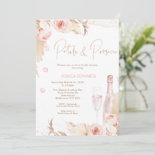 Invitation Boho rose pétales floraux Fête des mariées de pour
