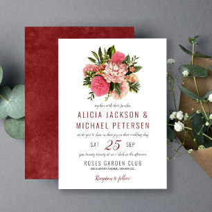 Invitation Boho rose vert fleuri élégant rustique mariage