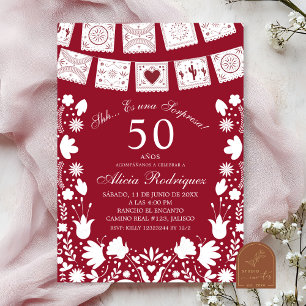 Invitation Boho Rouge Marron Talavera Mexicain Anniversaire S