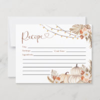 Boho Rustic Citrouille Fall in Love Recette Card