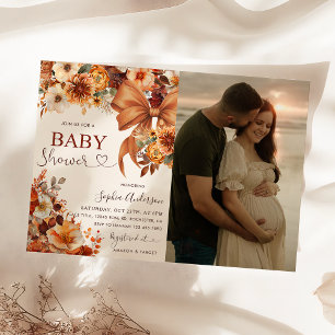 Invitation Boho Rustic Fall Floral Baby shower Party Photo