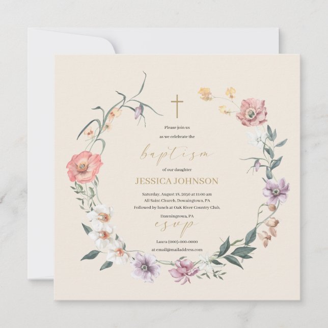 Invitation Boho Rustic Roses et Orchids Flowers Rejoignez-nou (Devant)