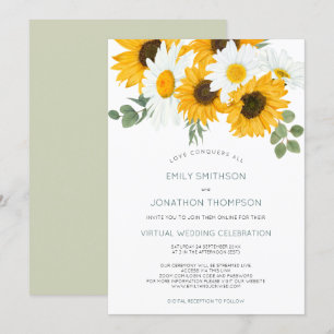 Invitation Boho Rustic Sunflowers Feuille Mariage virtuel