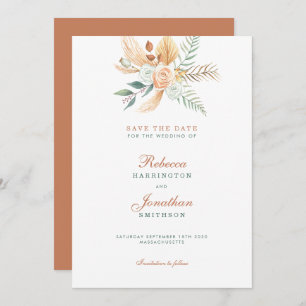 Invitation Boho Rustic Terracotta Mariage Enregistrer La Date