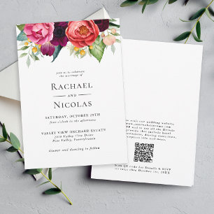 Invitation Boho Rustique Aquarelle Florale Tout en un Mariage