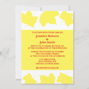 Invitation Boho rustique automne jaune feuille d'érable color