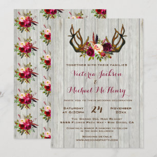 Invitation Boho rustique avec bois de cerf