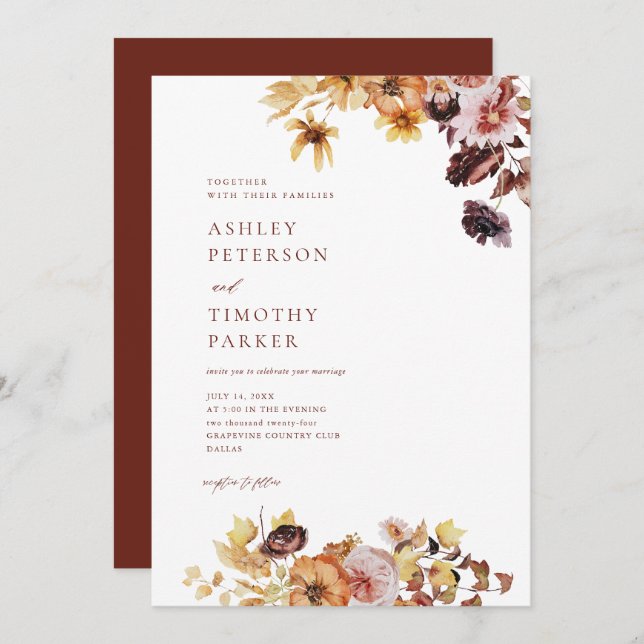 Invitation Boho Rustique Boho Floral Mariage (Devant / Derrière)