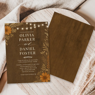 Invitation Boho Rustique Campagne Bois Guirlande Lumineuse Ma