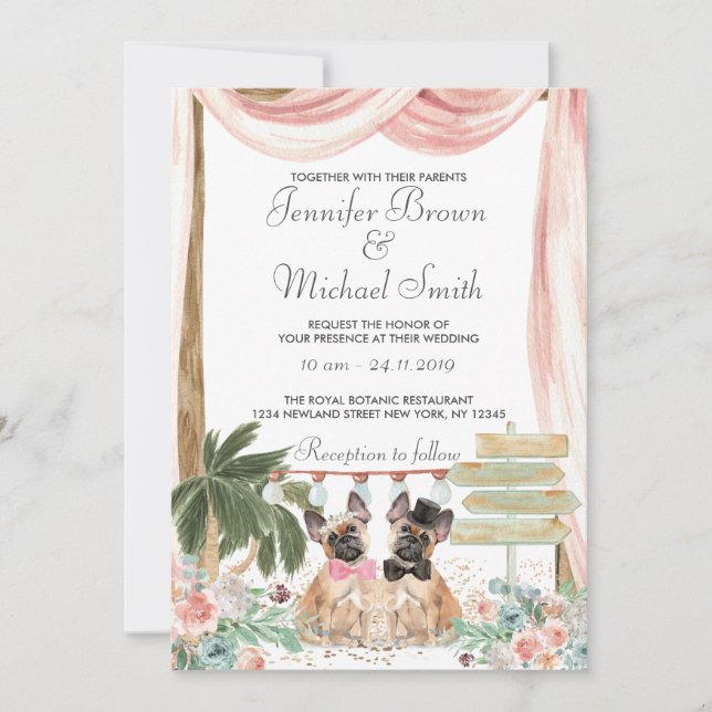 Invitation Boho rustique de Bulldog (Devant)