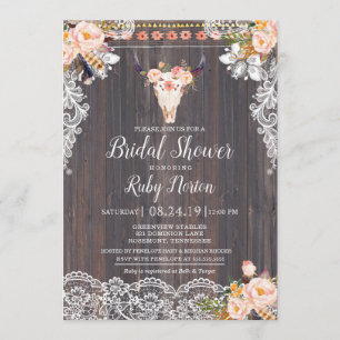 Invitation Boho rustique floral et ficelle allume la Fête de