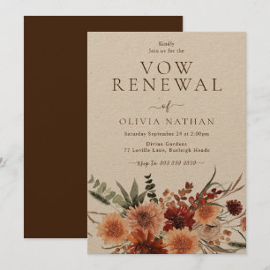 Invitation Boho Rustique Floral Mariage Vow Renouvellement